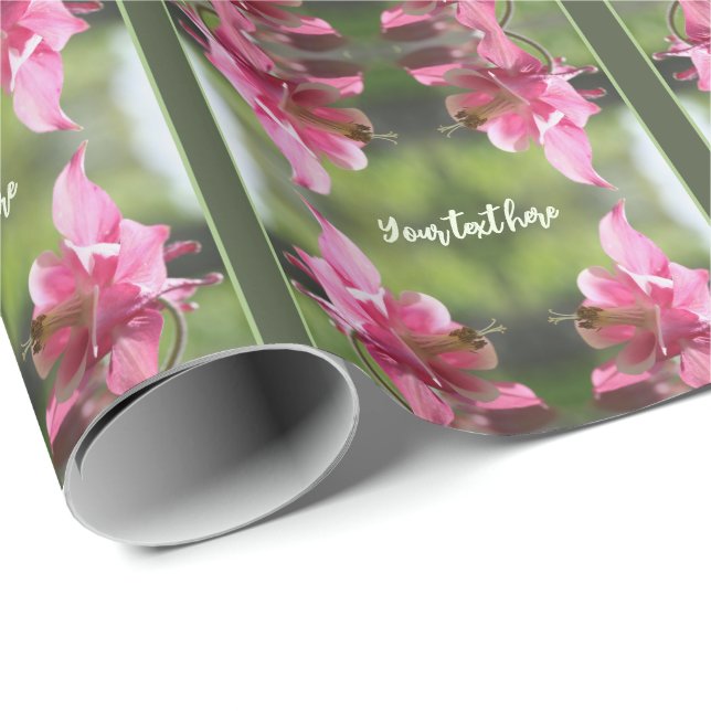 Papel De Presente Flor Columbina Rosa Fechar Personalizado (Ponta do rolo)