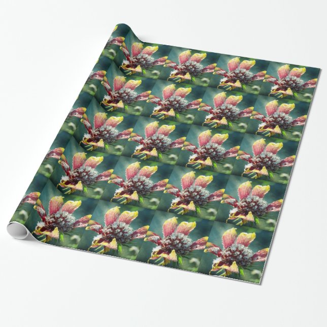 Papel De Presente Flor Congelada (Desenrolado)