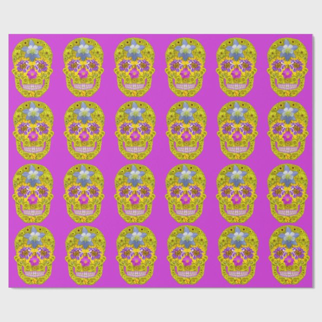 Papel De Presente Flor - Crânio 3 (Aberto)