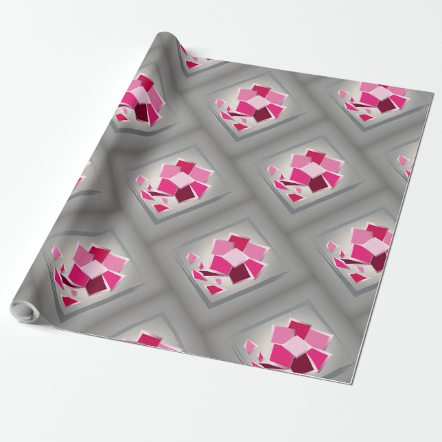 Papel De Presente flor de abstrato fuchsia (Desenrolado)