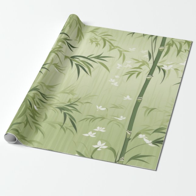 Papel De Presente Flor de Bambu Sereno Asiático (1) (Desenrolado)