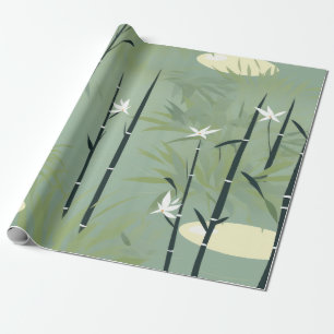 Papel De Presente Flor de Bambu Sereno Asiático (11)