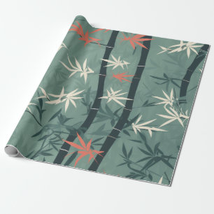 Papel De Presente Flor de Bambu Sereno Asiático (7)