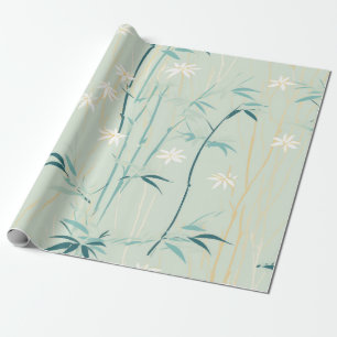 Papel De Presente Flor de Bambu Sereno Asiático (9)