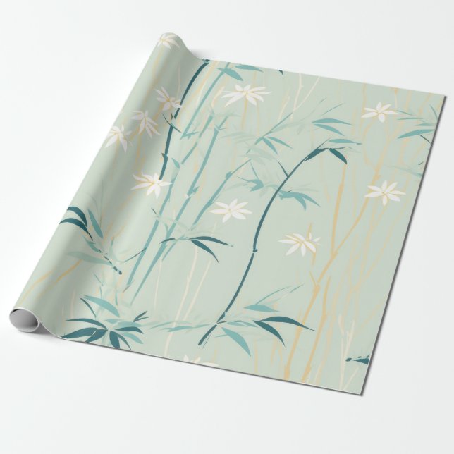 Papel De Presente Flor de Bambu Sereno Asiático  (9) (Desenrolado)