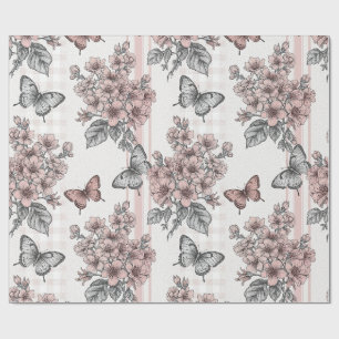 Papel De Presente Flor de Borboleta Elegante (1)