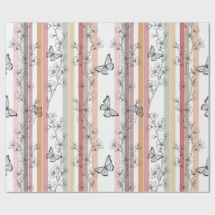 Papel De Presente Flor de Borboleta Elegante (10)