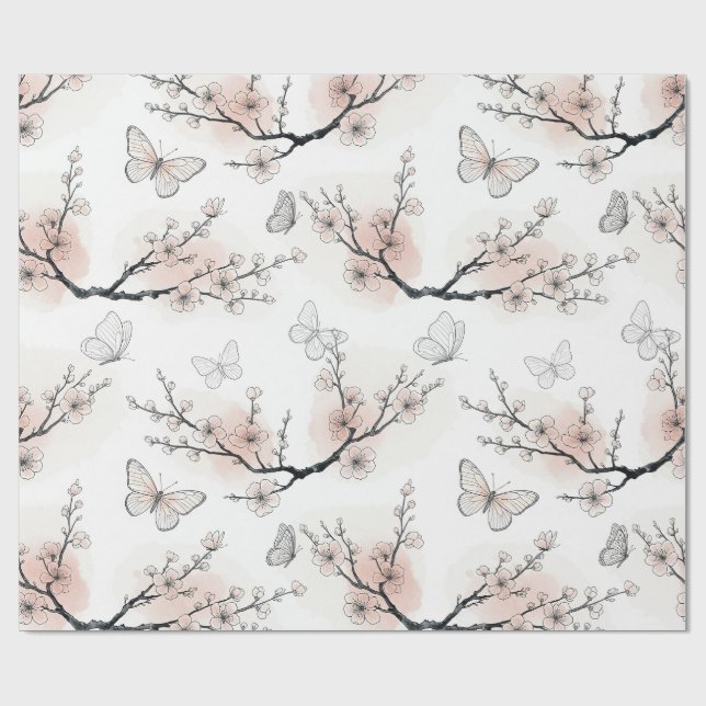 Papel De Presente Flor de Borboleta Elegante (11) (Aberto)
