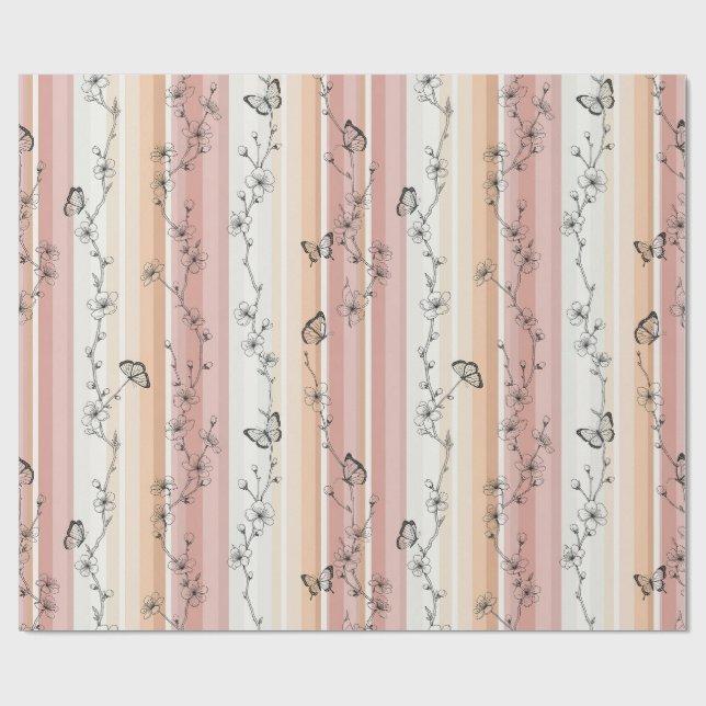 Papel De Presente Flor de Borboleta Elegante (12) (Aberto)