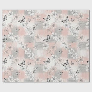 Papel De Presente Flor de Borboleta Elegante (3)