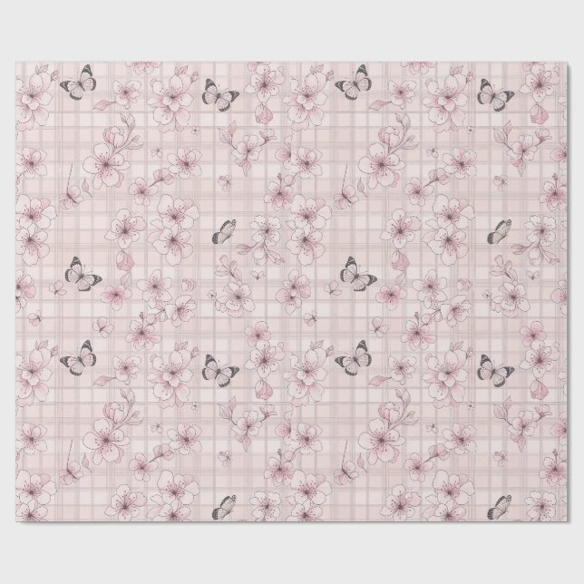 Papel De Presente Flor de Borboleta Elegante (4) (Aberto)
