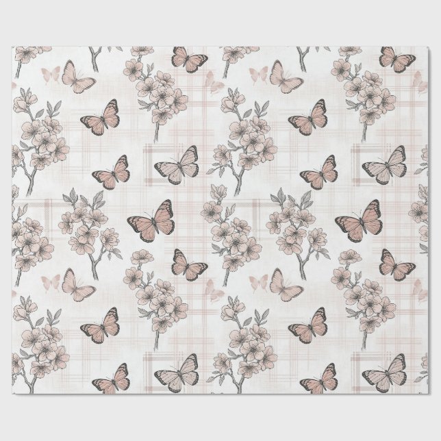 Papel De Presente Flor de Borboleta Elegante (6) (Aberto)