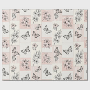 Papel De Presente Flor de Borboleta Elegante (8)