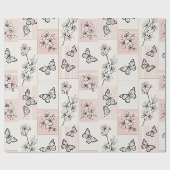 Papel De Presente Flor de Borboleta Elegante (8) (Aberto)