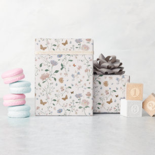 Papel De Presente Flor de Campo Elegante & Toile-De-Jouy de Borbolet