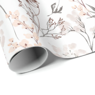 Papel De Presente Flor de campo minimalista elegante folhas suave fl