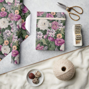 Papel De Presente Flor de Campo Roxa Elegante