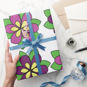 Papel De Presente Flor de Clematite Roxa