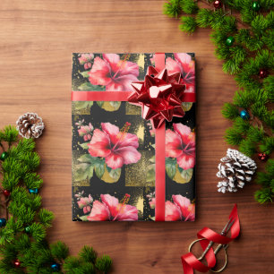 Papel De Presente Flor de Hibisco do Havaí tema de Natal