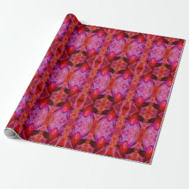 Papel De Presente Flor de Hibiscus Vermelho Retro Triquete Psicodéli