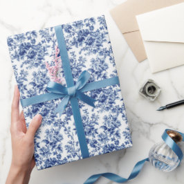 Papel De Presente Flor de Indigo Toile