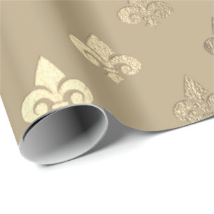 Papel De Presente Flor de lis metálica Dourado do Sepia mais foxier