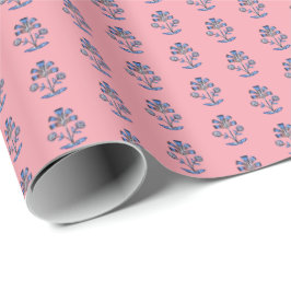 Papel De Presente Flor de Lótus em Impressão de Bloco