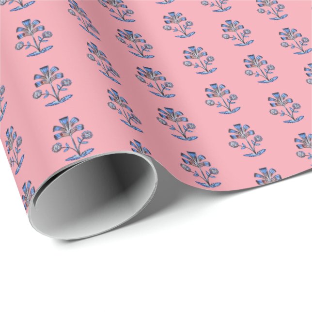Papel De Presente Flor de Lótus em Impressão de Bloco  (Ponta do rolo)