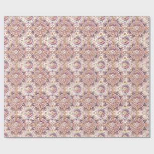 Papel De Presente Flor de Lótus Espiritual - Padrão de Mandala Flora