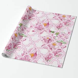 Papel De Presente Flor de Lótus Indiana em Aquarela