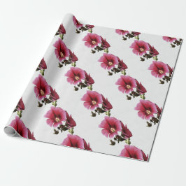 Papel De Presente Flor de Malva Hollyhock, Rosa Pesada