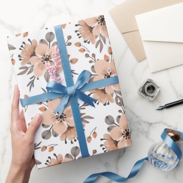Papel De Presente Flor de Mocha (Presentear)
