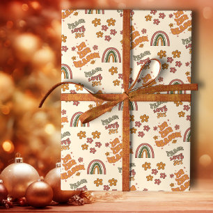 Papel De Presente Flor de Natal Arco-Íris Retrô