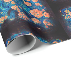 Papel De Presente Flor de Nebulosa do Ouro de Mimosa