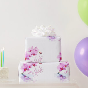 Papel De Presente Flor de Orquídea Selvagem Blossomo Aniversário / P