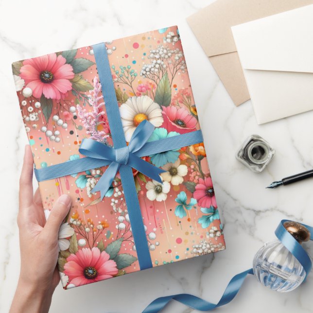 Papel De Presente Flor de Pétala de Pêssego (Presentear)