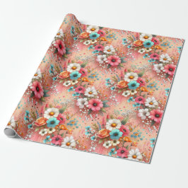Papel De Presente Flor de Pétala de Pêssego