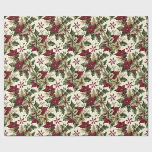 Papel De Presente Flor De Poinsettia Vermelha Num Fundo Branco