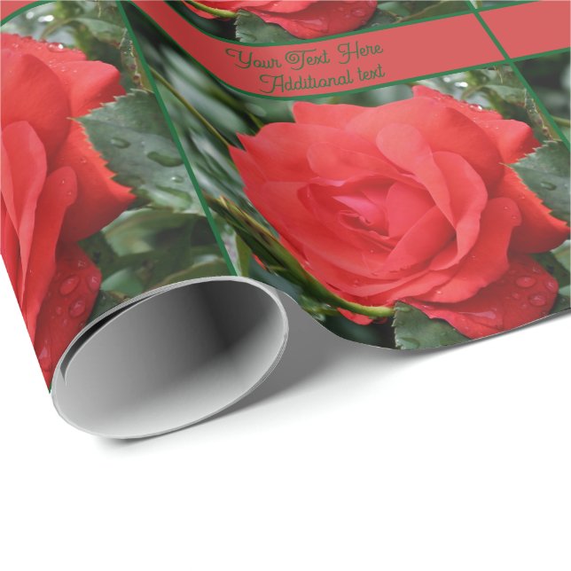 Papel De Presente Flor De rosa vermelha No Sangue Personalizado (Ponta do rolo)
