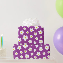Papel De Presente Flor de roxo e amarelo