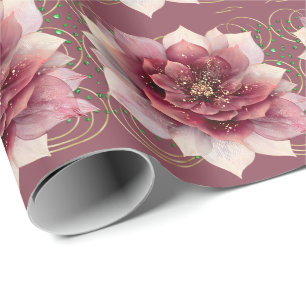 Papel De Presente Flor de Sonho Borgonha