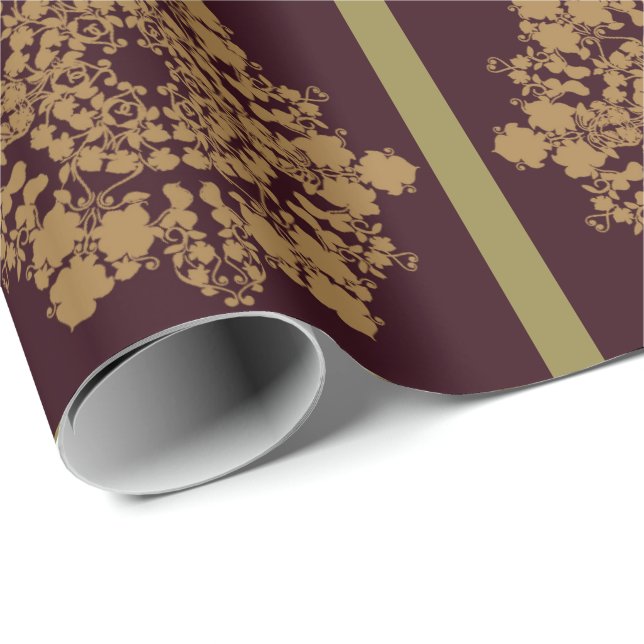 Papel De Presente Flor de vinho ouro (Ponta do rolo)