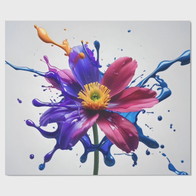 Papel De Presente Flor Desenhada (Aberto)