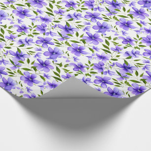 Papel De Presente Flor Diversão Roxo Único