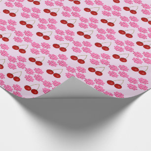 Papel De Presente Flor e cerejas cor-de-rosa Primavera
