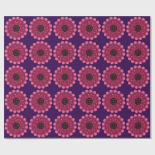 Papel De Presente Flor Fantasia Rosa Brilhante Floral Neon Abstrat