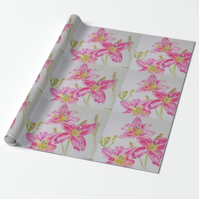Papel De Presente Flor Flor Rosa bonito Flor Aquarela (Desenrolado)