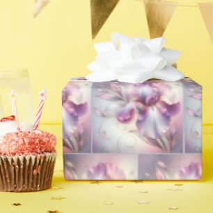 Papel De Presente Flor Íris Com Etapa Dourada