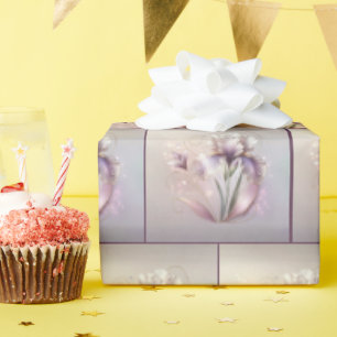Papel De Presente Flor Íris Elegante Com Etapa Dourada