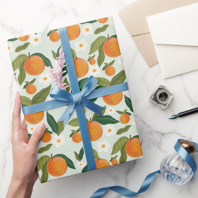 Papel De Presente Flor Laranja Citrus Clementine (Criador carregado)
